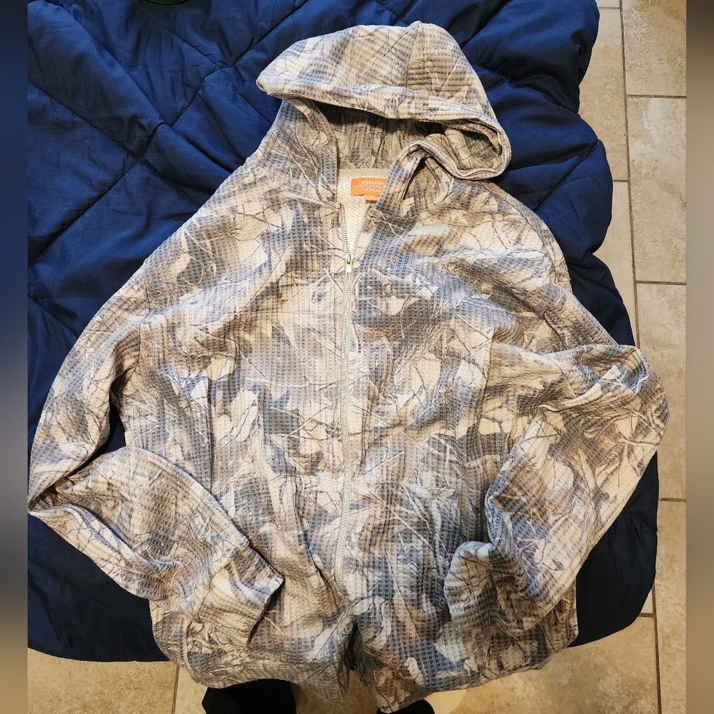 Camouflage Hooded Jacket Mens Medium Negative Space 76% Polyester 24% Cotton